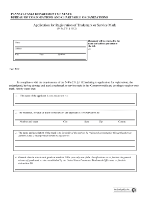 Application for Registration of Trademark or Service Mark Justia  Form