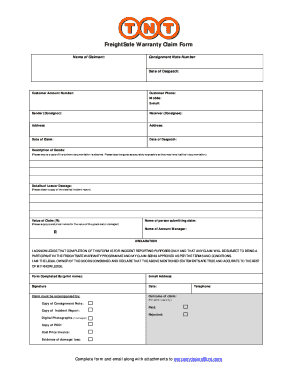 FreightSafe Warranty Claim Form TNT