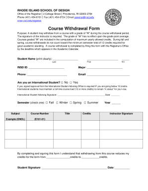 Course Withdrawal Form