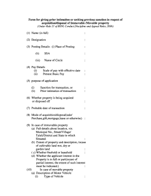 Bsnl Immovable Property Intimation Form