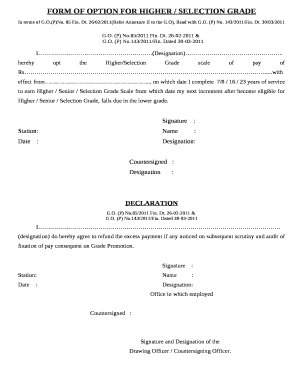 Declaration Form for Grade Fixation