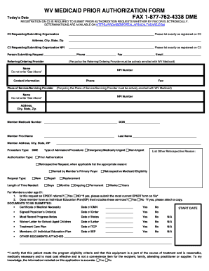 WV Medicaid DME Prior Authorization Request Form APS Healthcare