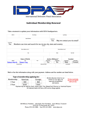 Idpa Membership  Form