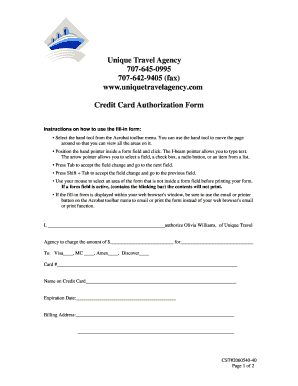 Credit Card Authorization Form