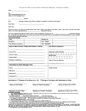 Tata Mutual Fund Minor to Major Form