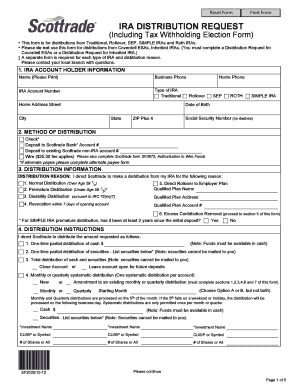 IRA DISTRIBUTION REQUEST Scottrade  Form