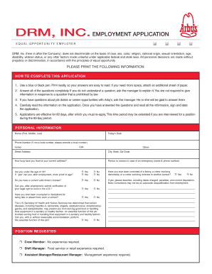 Drm Inc Employment Application Form