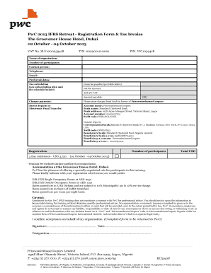Pwc Invoice  Form
