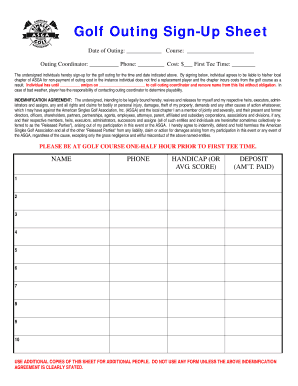 Printable Golf Skins Sheet  Form