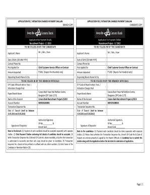 Canara Bank Challan Download  Form