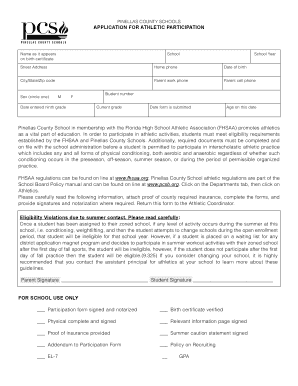  Pinellas County Sports Physical Form 2013