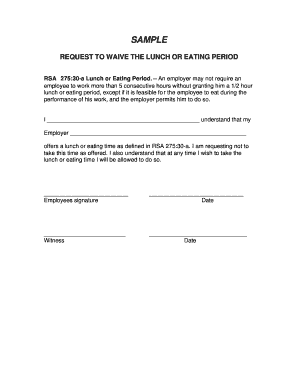 Lunch Waiver Form