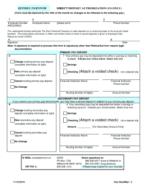 Dow Chemical Pension E Deposit Form