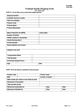 Blank Shipping Tender Form