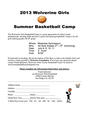 Poway Basketball Camps Form
