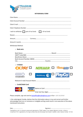 Withdrawal Form Trading Forex