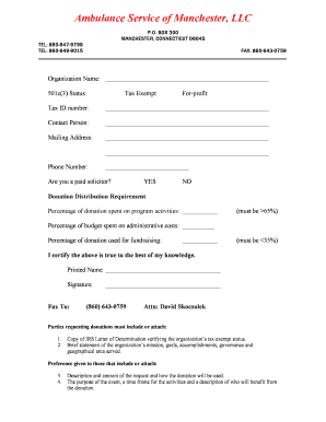 Request Letter for Ambulance Donation  Form