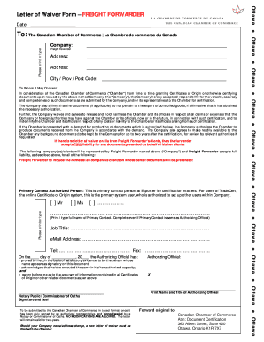 Shipper Waiver Authorization Letter  Form