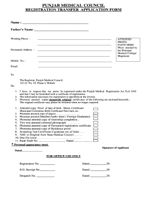 Punjab Medical Council Noc  Form