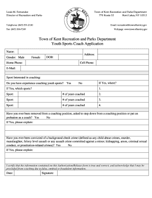 Sports Coach Application Form