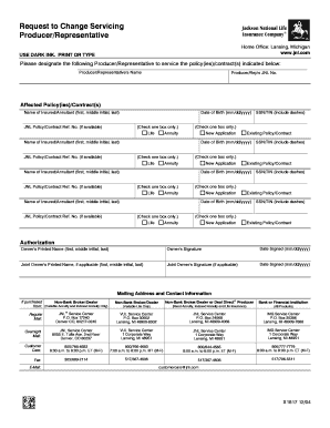 Jackson Request to Change Servicing Producer  Form