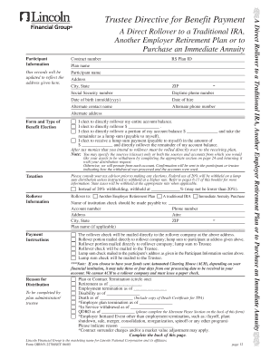 Trustee Directive for Benefit Payment Lincoln Financial Group  Form