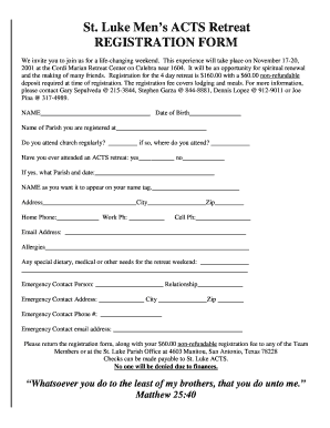 Retreat Registration Form Template Word