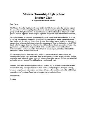 Club Resignation Letter from High School Booster Club  Form