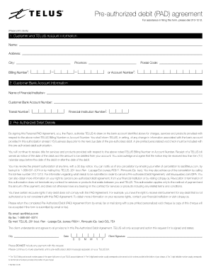 Telus Pre Authorized Payment Form