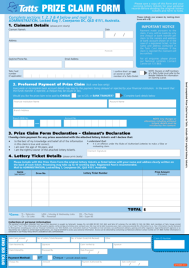 Tattslotto Victoria Prize Claim Form