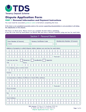 Dispute Application Form