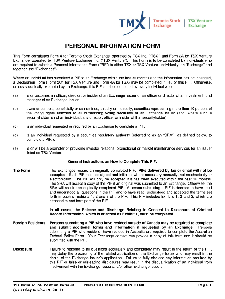 Get and Sign Tsx Form Personal 2011-2022