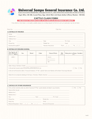 Universal Sompo Claim Form Filled Sample