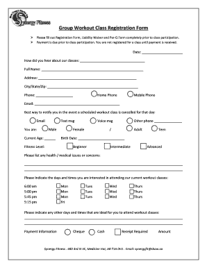 Class Registration Form