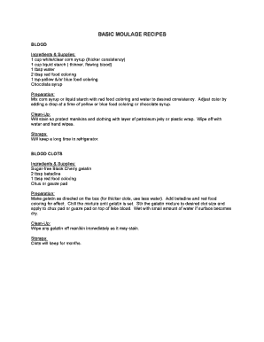 Patient Simulation Recipes Form