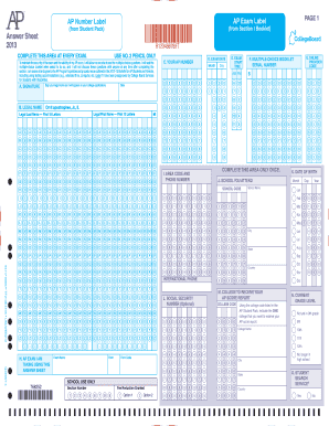 AP Exam Answer Sheet  Form