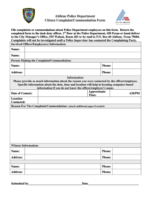 Filing Police Report Online  Form
