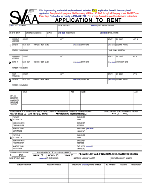 Svaa Application to Rent  Form