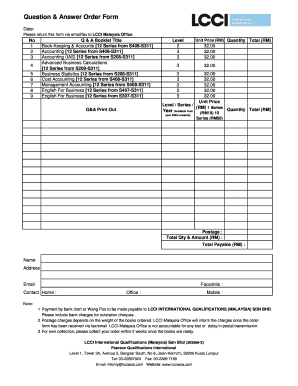 Lcci Level 3 Accounting Old Question  Form