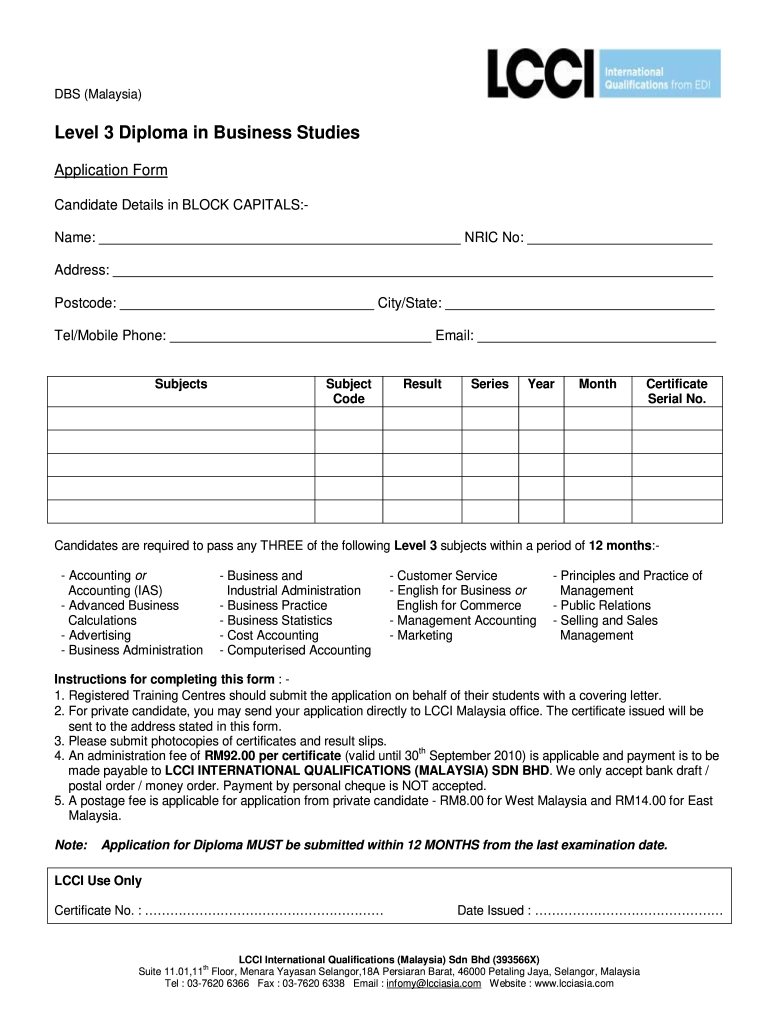 Lcci Level 1 Bookkeeping Textbook PDF  Form