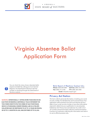 Virginia Absentee Ballot Application Form Lancaster County, Virginia