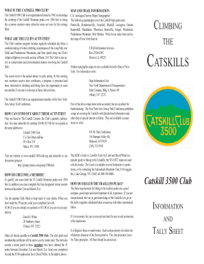Catskill 3500 Club Tally Sheet  Form