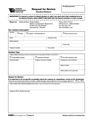  Form 63M1, WCB of BC WorkSafeBC 2022