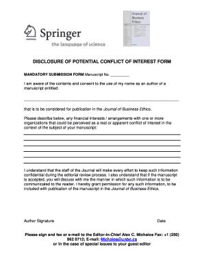 Conflict of Interest Document Template  Form
