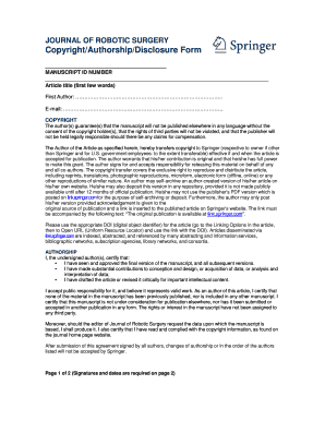 CopyrightAuthorshipDisclosure Form Springer