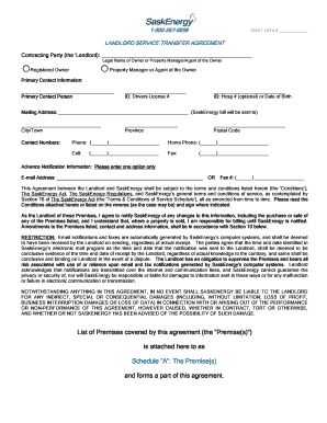 Saskpower Landlord Agreement  Form