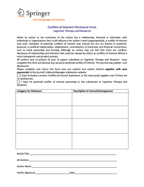 Conflict of Interest Disclosure Form