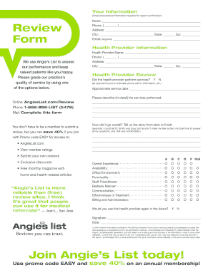Angies List Forms