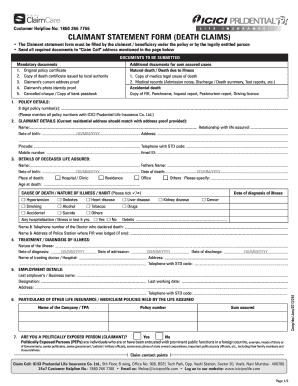 Claimant Statement Sample  Form