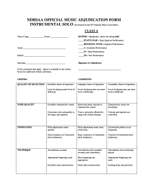 Music Adjudication Sheets  Form